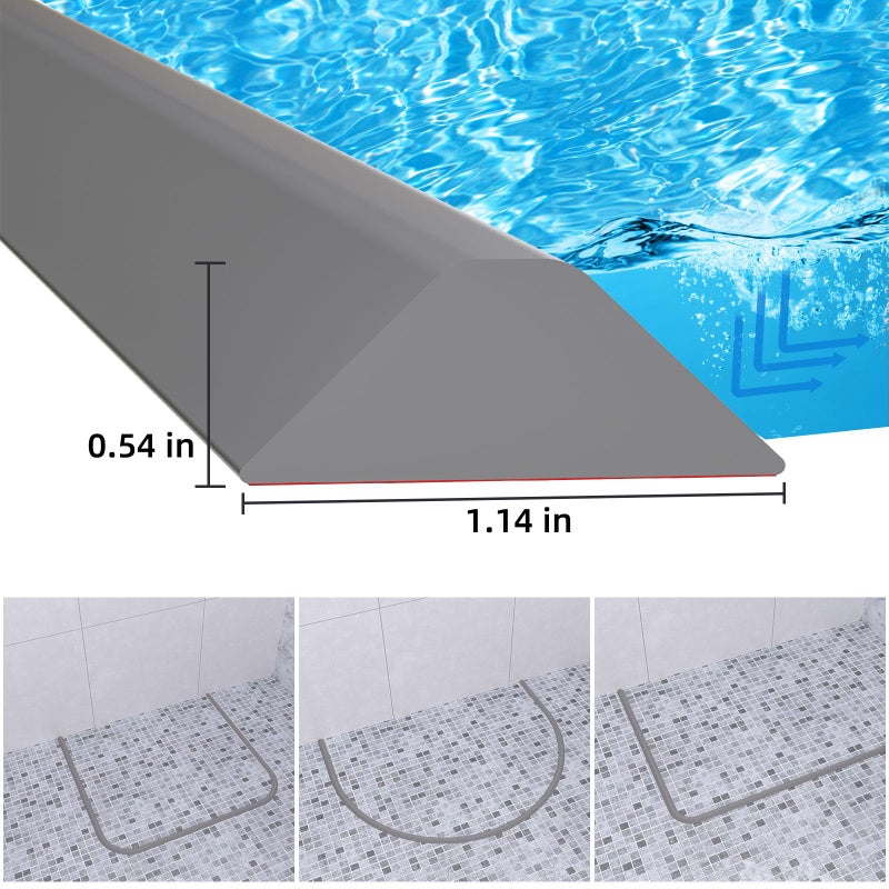 Duzzy 118 Inch Collapsible Shower Water Dam, Shower Threshold Water Stopper Barrier and Retention System and Keeps Water Inside Threshold Dry and Wet Separation, Suitable for Bathroom & Kitchen - Image 3